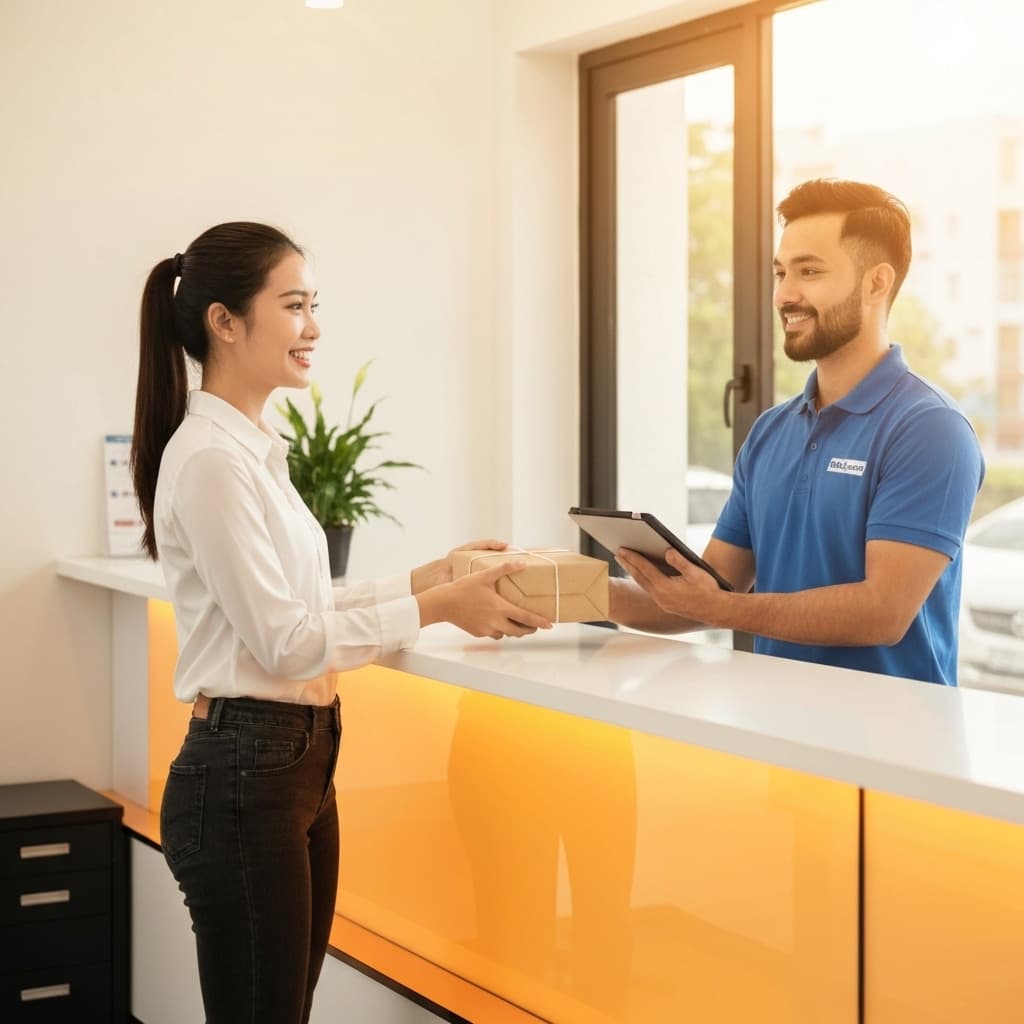 Khách hàng giao hàng tại văn phòng AQ SHIP