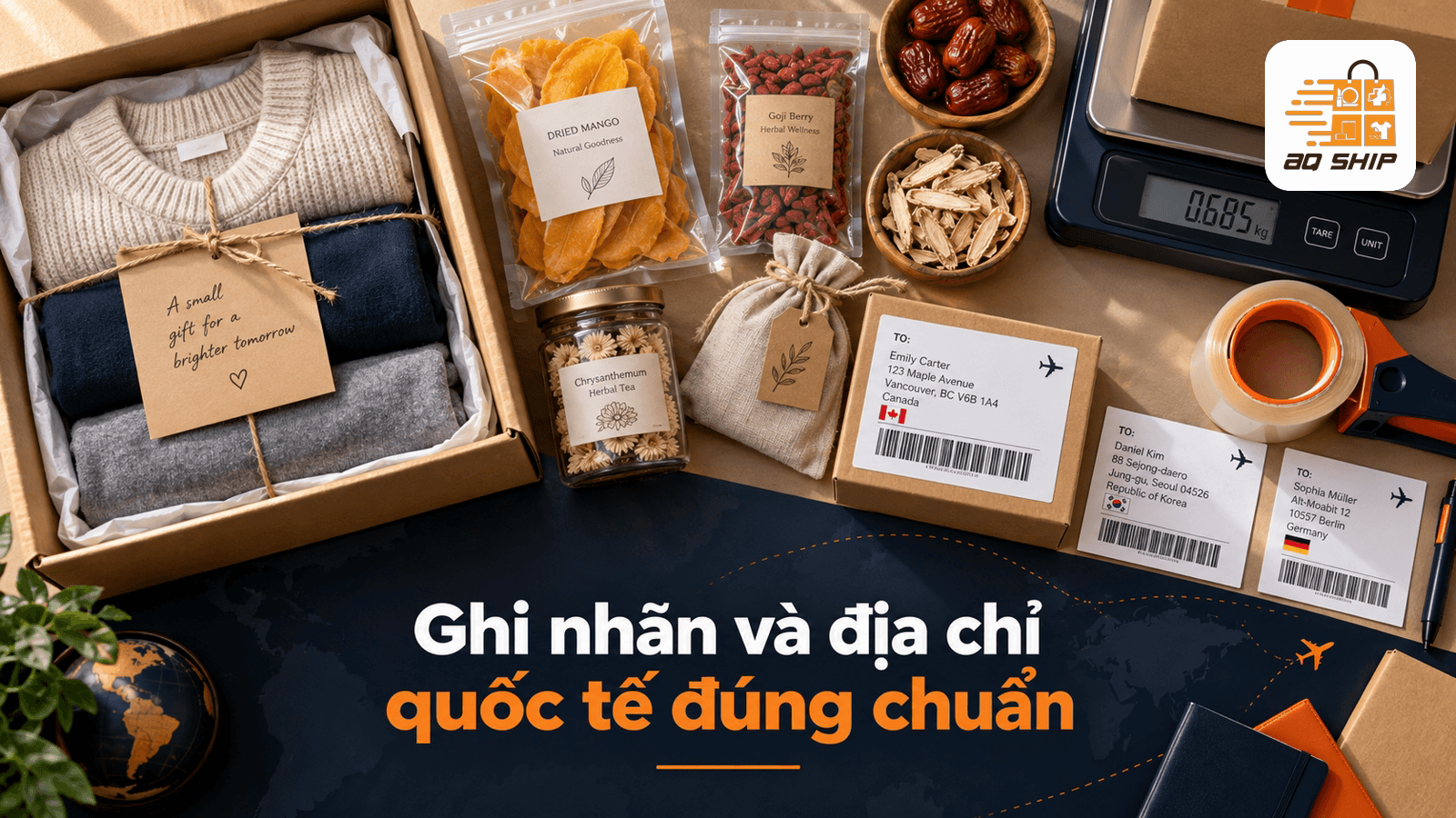 Ghi nhãn và địa chỉ quốc tế đúng chuẩn